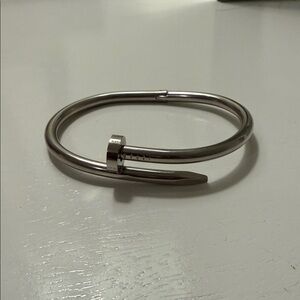 Silver Nail Design Bangle Bracelet
